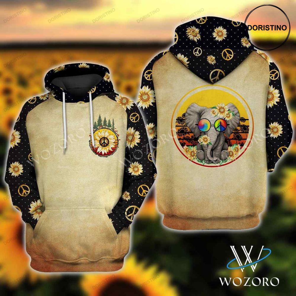 Elephant Sunflower Peace Hippie Limited Edition 3d Hoodie