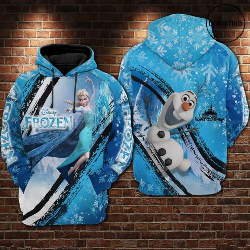Elsa And Olaf Cartoon Frozen All Over Print Hoodie
