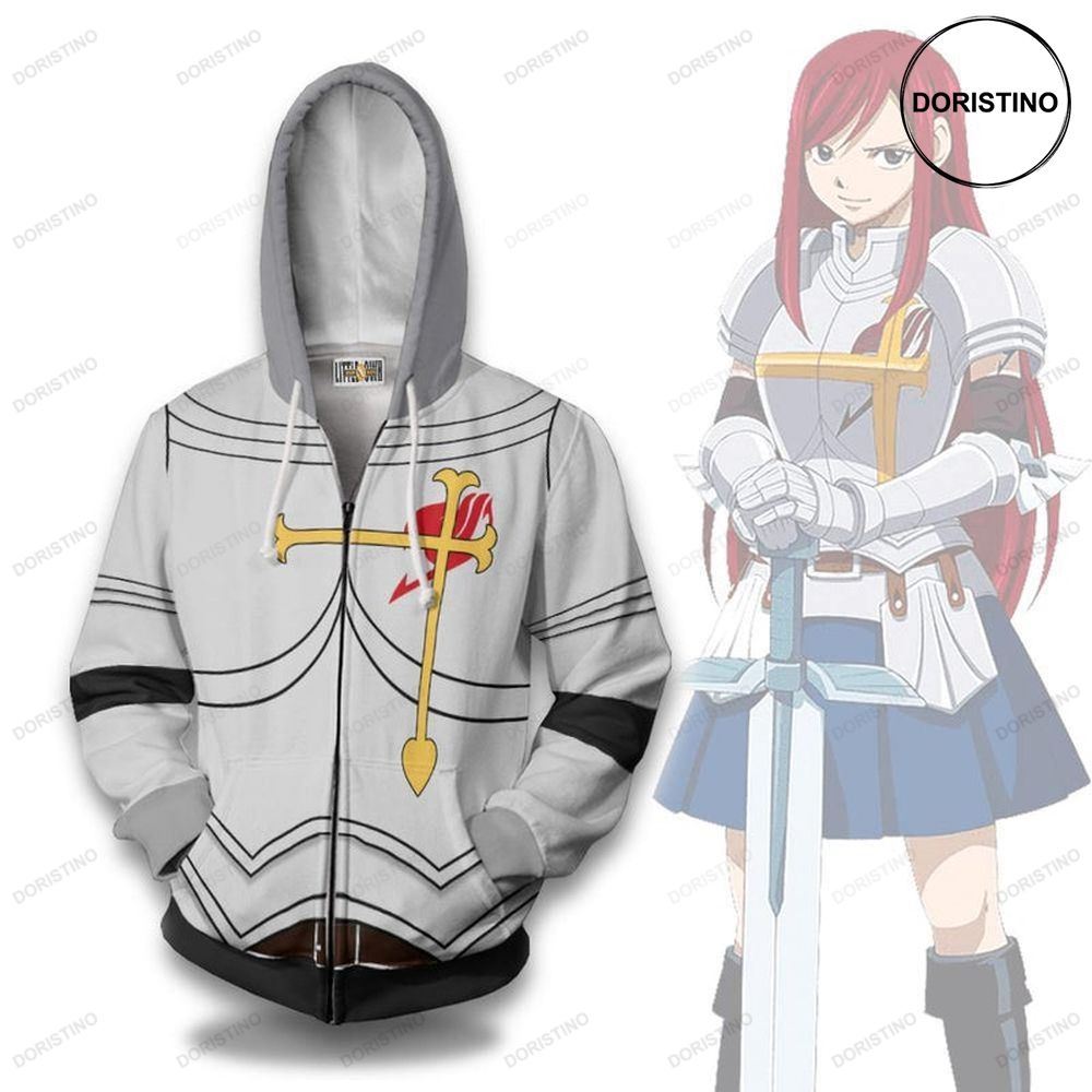 Erza Scarlet Fairy Tail Amine Casual Cosplay Costume All Over Print Hoodie