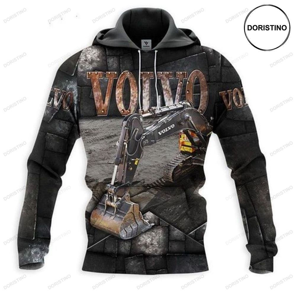 Excavator Volvo Graphic All Over Print Hoodie