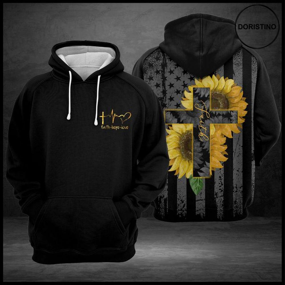 Faith Love Hope Sunflower All Over Print Hoodie