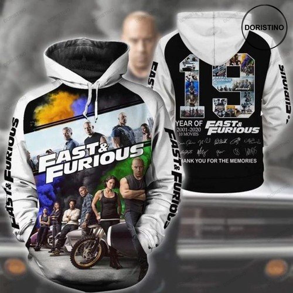 Fast Furious 19 Years Of 2001 Thank You For The Memories Awesome 3D Hoodie