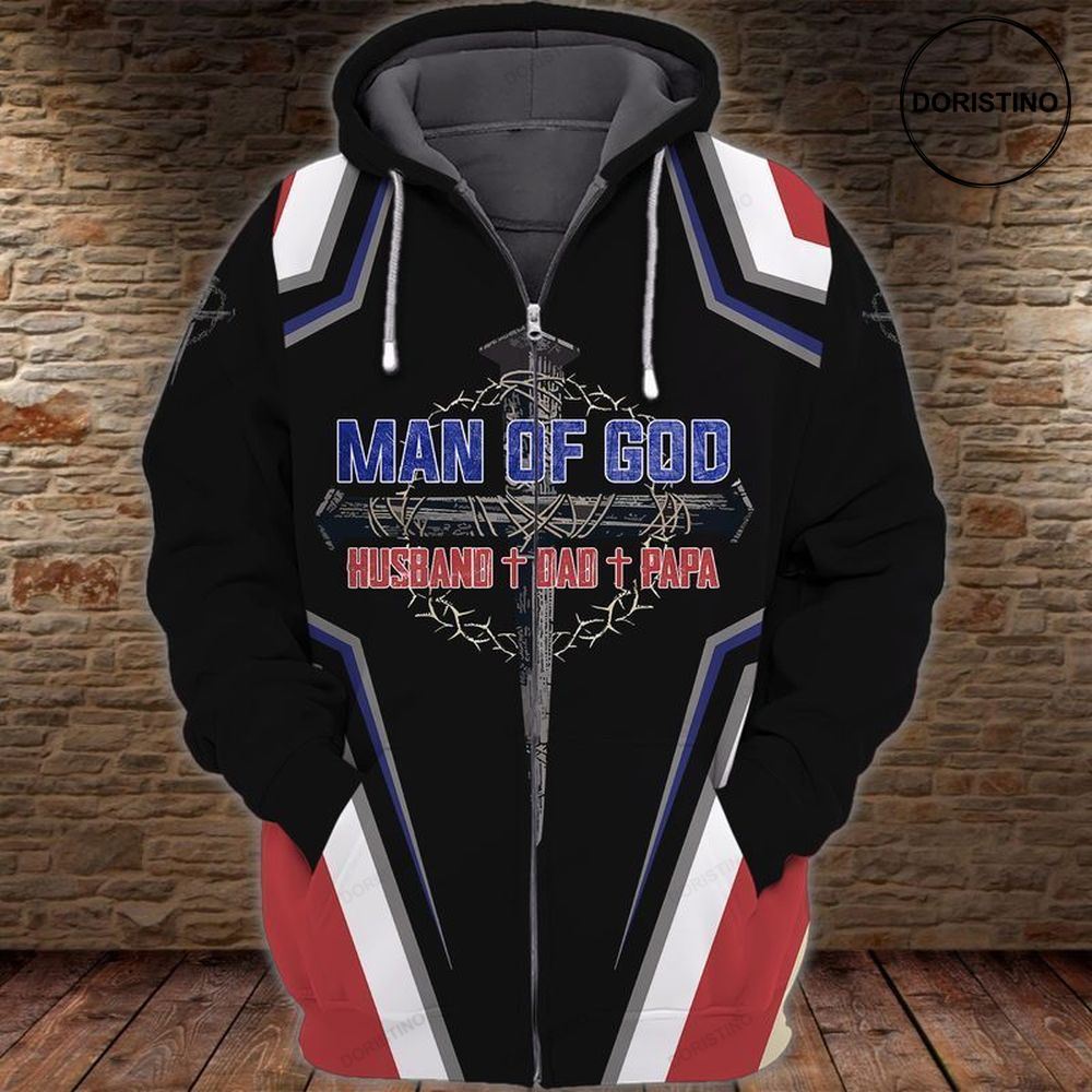 Fathers Day Man Of God Husband Dad Papa Awesome 3D Hoodie
