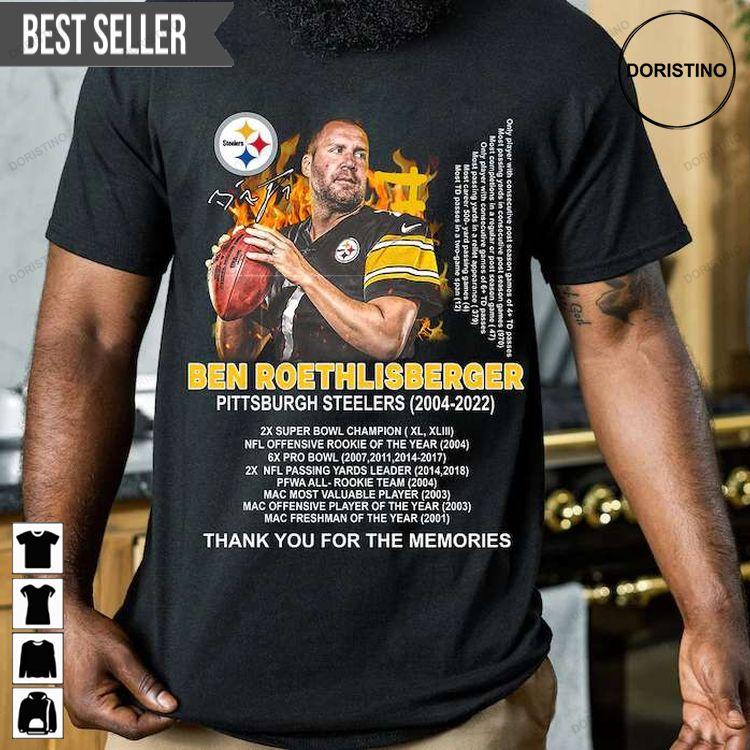 Ben Roethlisberger Steelers 2004-2022 Thank You For The Memories Signature Doristino Awesome Shirts