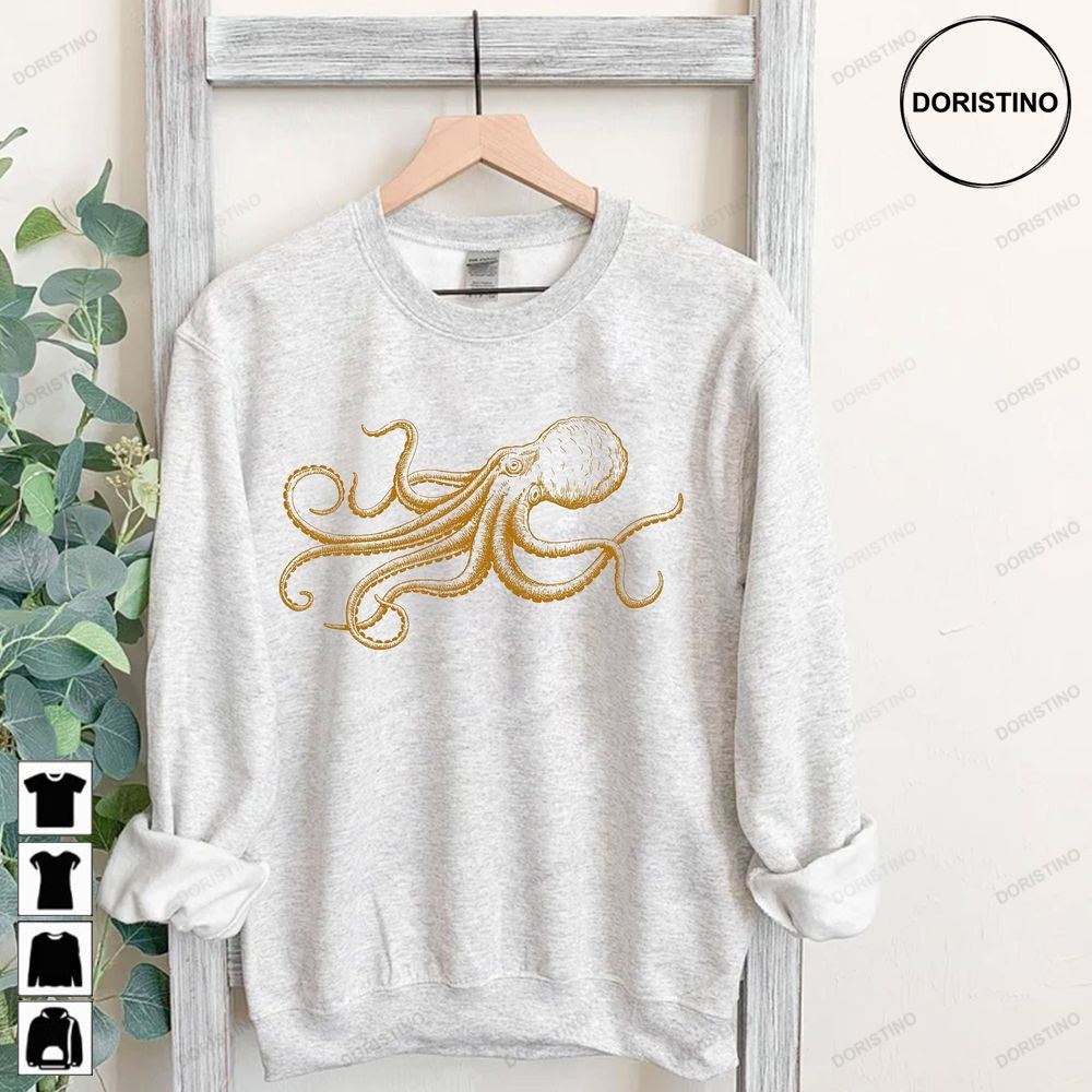 Octopus Gift Octopus Crewneck Men's Funny Men's Graphic Tee Womens Trending Style