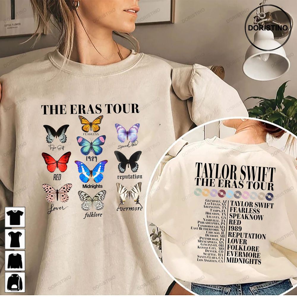 The Eras Tour Butterfly Vintage Taylor's Version The Eras Tour 2023 Taylor Retro Concert Trendy Awesome Shirts
