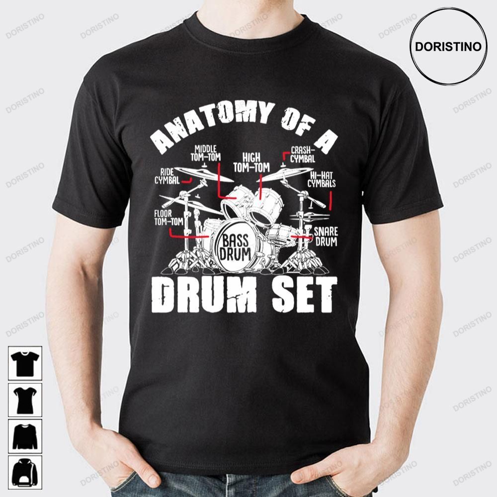 White Color Drum Set Anatomy Band Doristino Limited Edition T-shirts