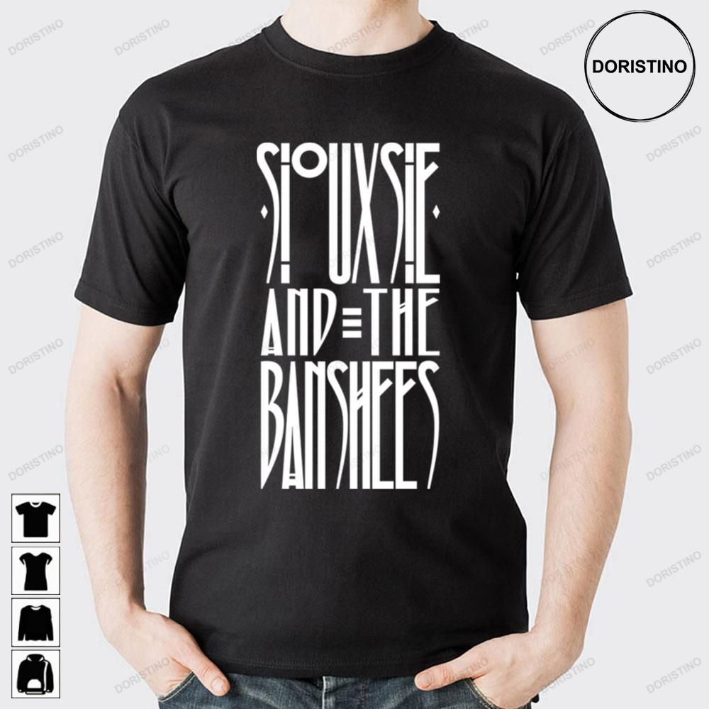 White Text Siouxsie And The Banshees Logo Doristino Awesome Shirts