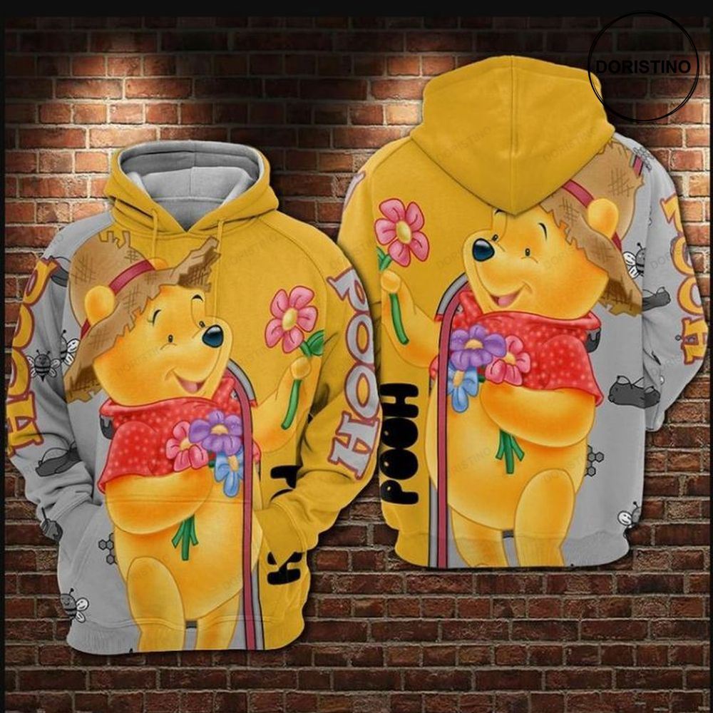 Pooh With Flowers Winnie The Pooh All Over Print Hoodie