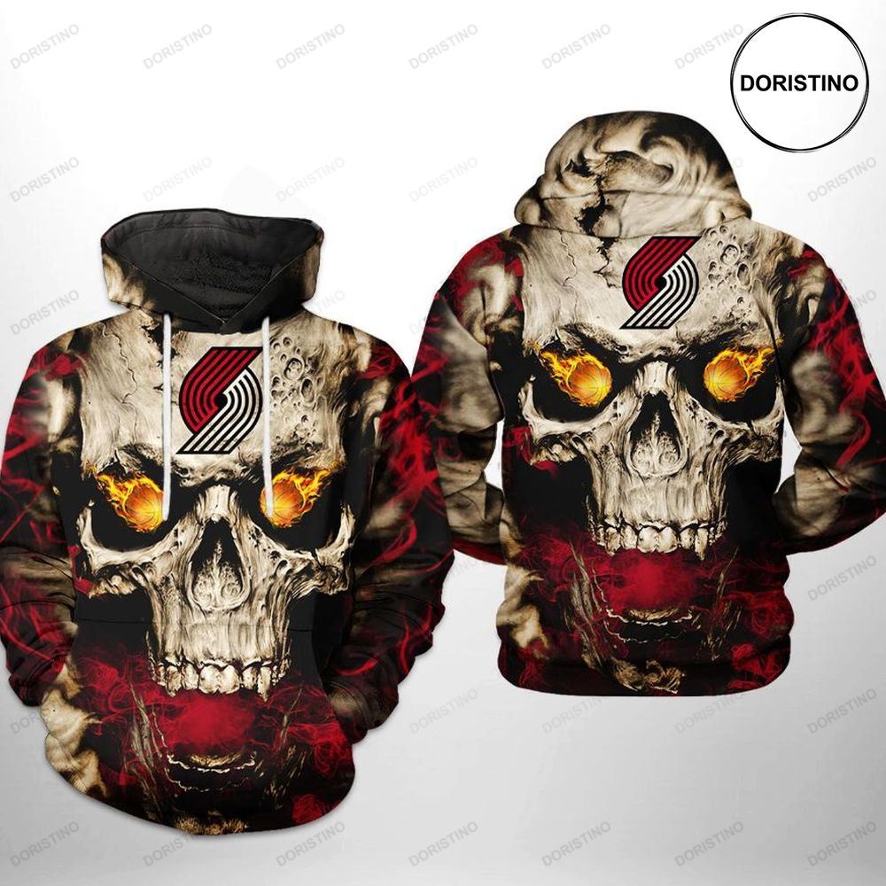 Portland Trailblazers Nba Skull Limited Edition 3d Hoodie