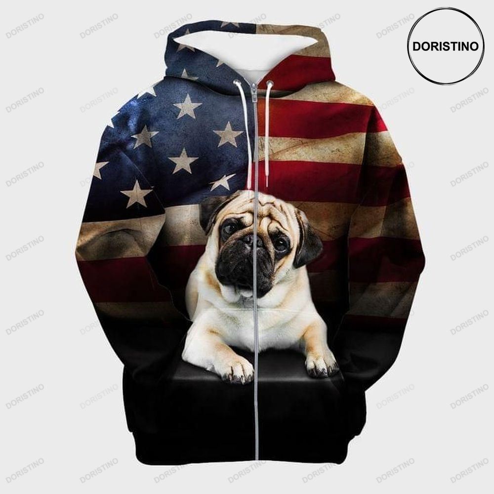 Pug Dog 4th Of July Awesome 3D Hoodie