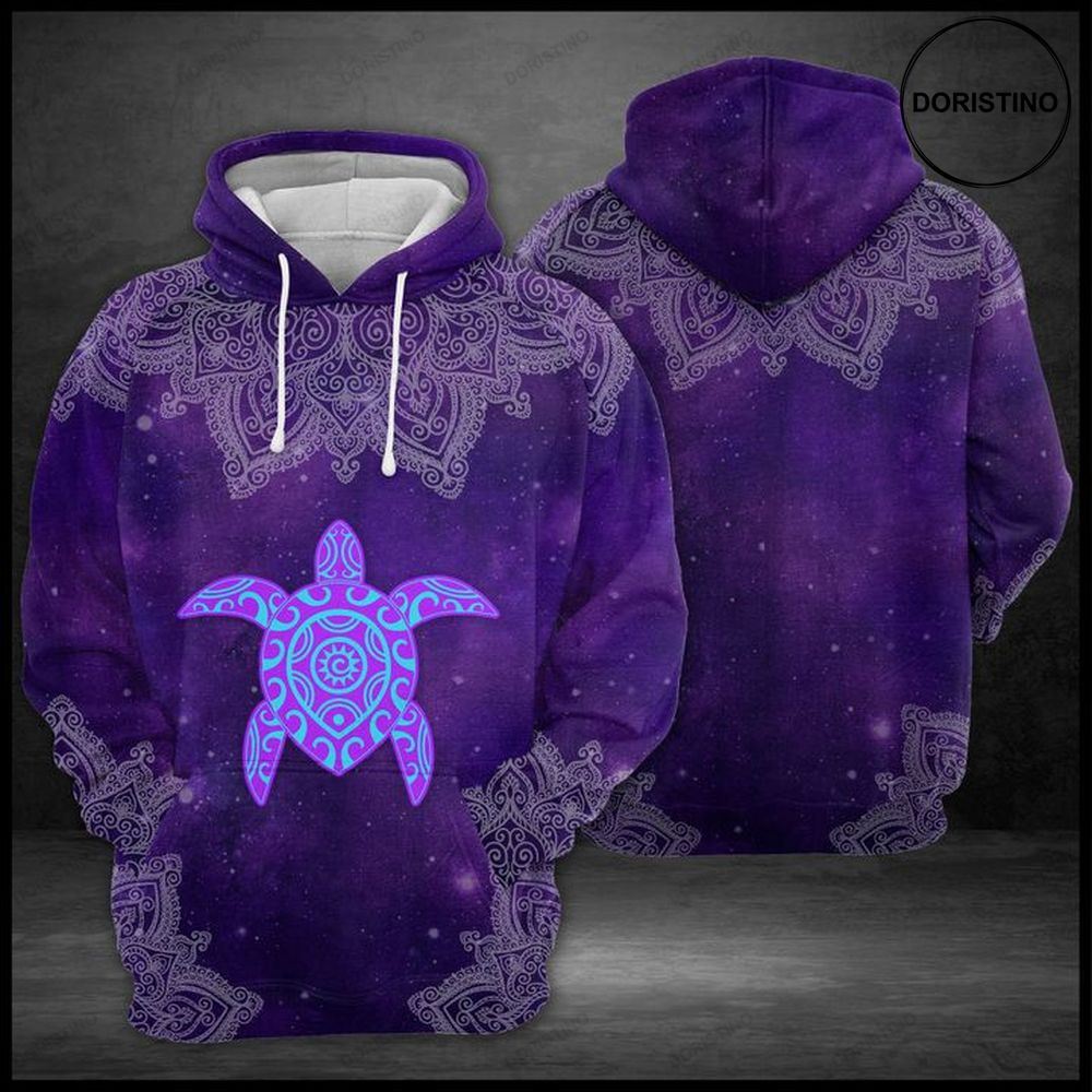 Purple Turtle Mandala All Over Print Hoodie