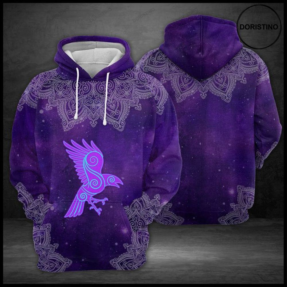 Purple Viking Raven Mandala Awesome 3D Hoodie