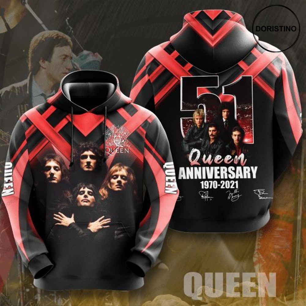 Queen 51th Anniversary 1970 2021 Signature Design Gift For Fan Custom Ed Awesome 3D Hoodie