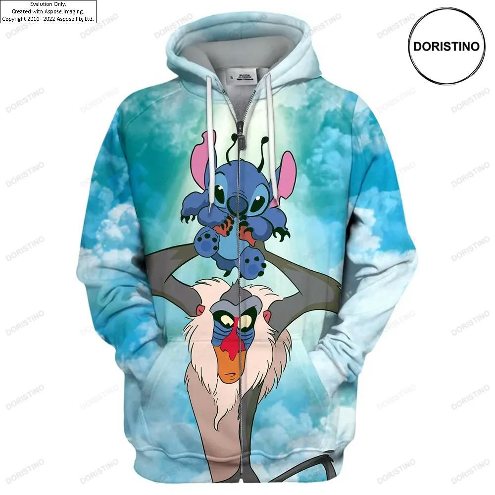 Rafiki And Stitch Cute Lover Awesome 3D Hoodie