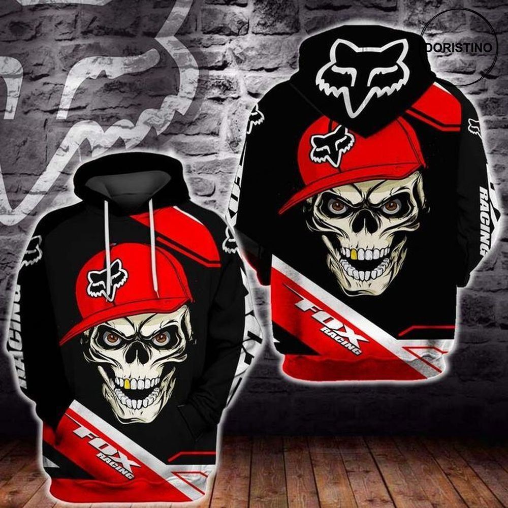 Red Hat Skull With Fx All Over Print Hoodie