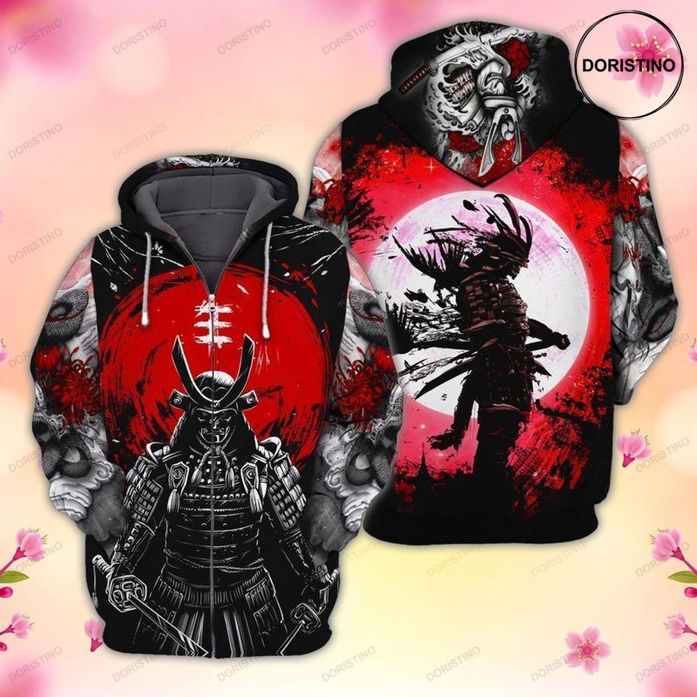 Red Moon Samurai Gift All Over Print Hoodie
