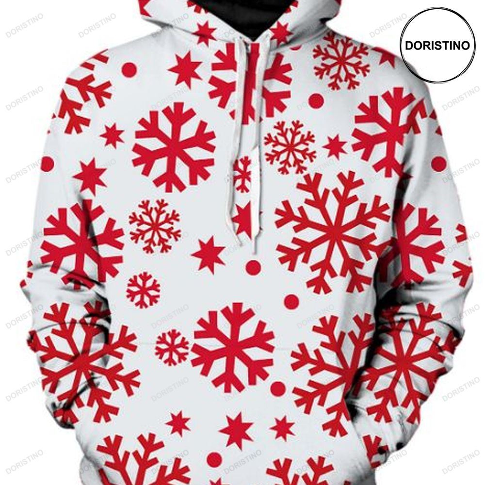 Red Snow Flake Pattern Christmas All Over Print Hoodie