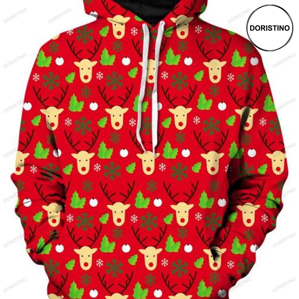 Reindeer Christmas Light All Over Print Hoodie