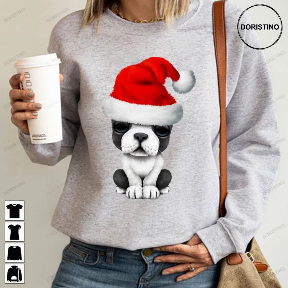 French Bulldog Puppy Dog Wearing A Santa Hat Christmas 2 Doristino Awesome Shirts