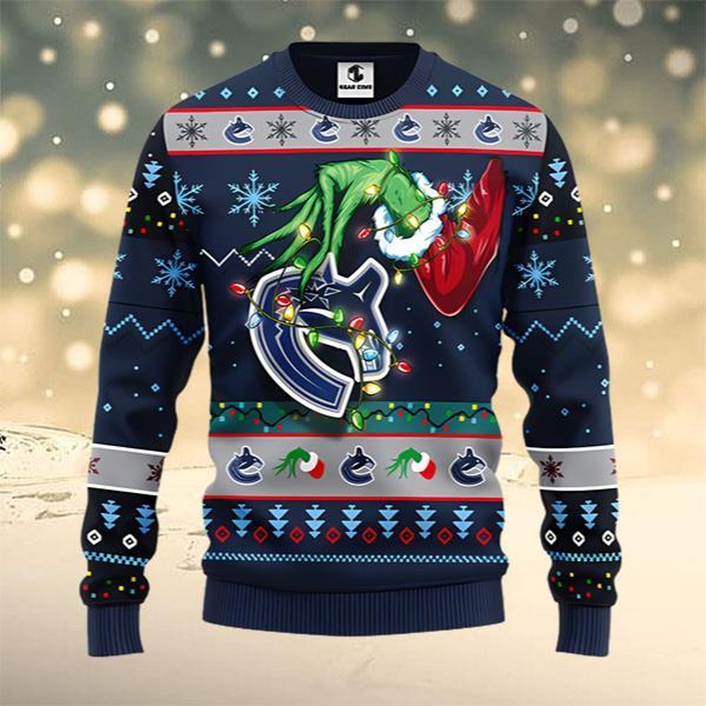 Nhl Vancouver Canucks Grinch Hand Funny Ugly Christmas Sweater