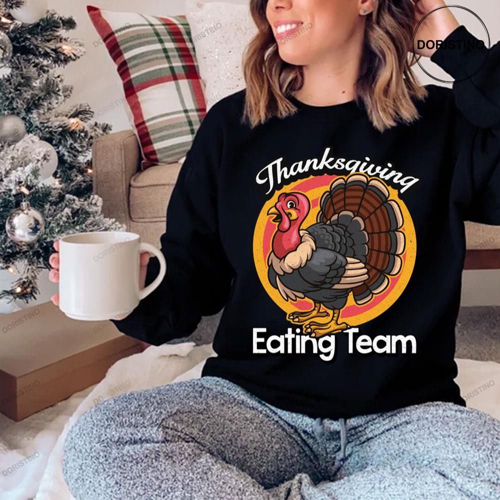 Retro Turkey Thanksgiving Eating Team Awesome Shirt