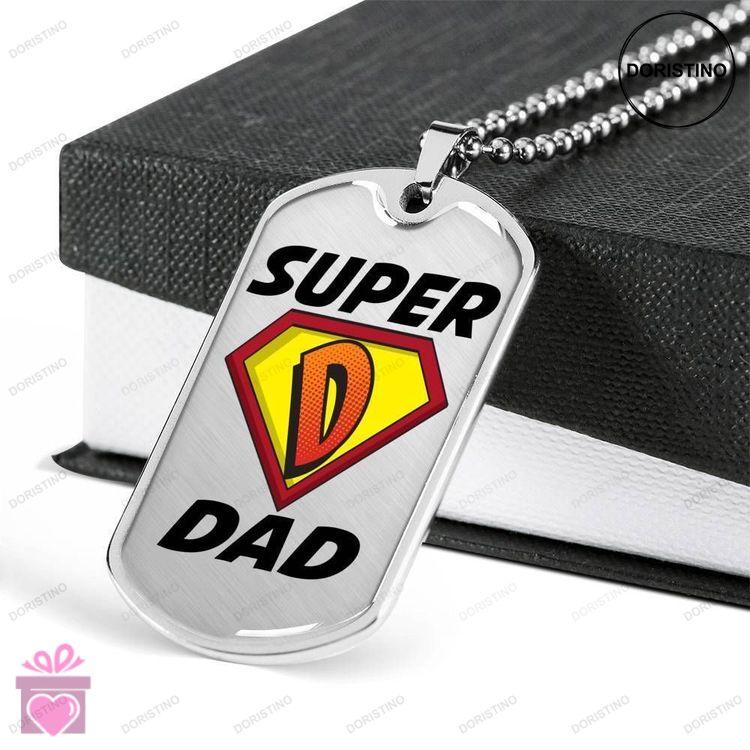 Dad Dog Tag Custom Picture Fathers Day Gift Super Dad Dog Tag Military Chain Necklace Fathers Day Fo Doristino Limited Edition Necklace