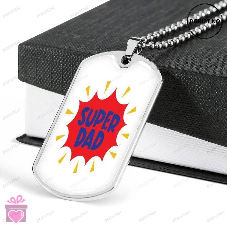 Dad Dog Tag Custom Picture Fathers Day Gift Super Dad Dog Tag Military Chain Necklace Gift For Daddy Doristino Awesome Necklace