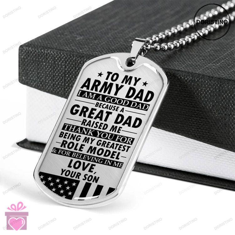 Dad Dog Tag Custom Picture Fathers Day Gift Thanks For Being My Greatest Role Model Dog Tag Military Doristino Limited Edition Necklace
