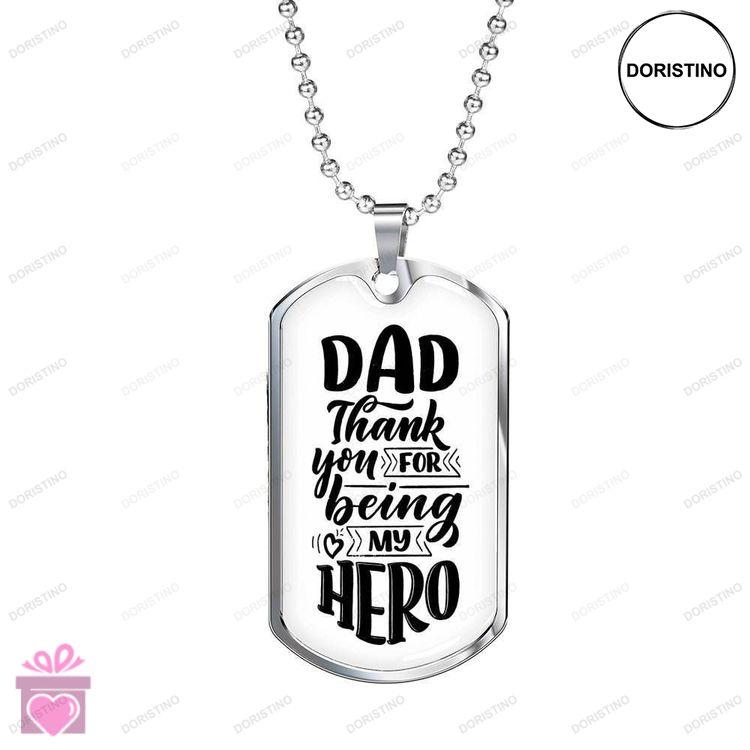 Dad Dog Tag Custom Picture Fathers Day Gift Thanks For Being My Hero Dog Tag Military Chain Necklace Doristino Awesome Necklace