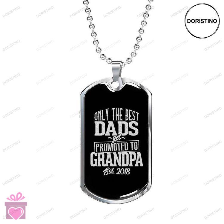 Dad Dog Tag Custom Picture Fathers Day Gift The Best Dad Promoted To Grandpa Dog Tag Military Chain Doristino Awesome Necklace