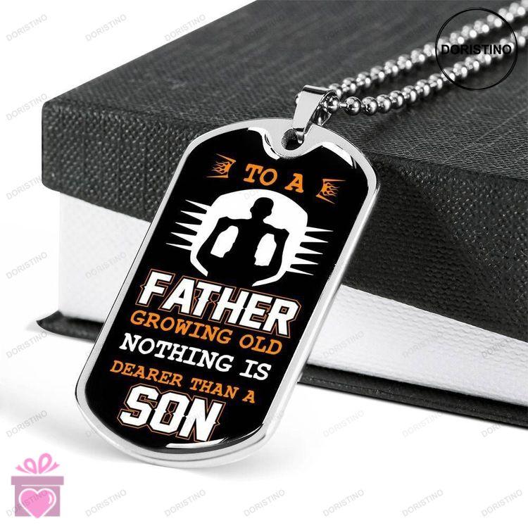 Dad Dog Tag Custom Picture Fathers Day Gift To A Father Growing Old Dog Tag Military Chain Necklace Doristino Limited Edition Necklace