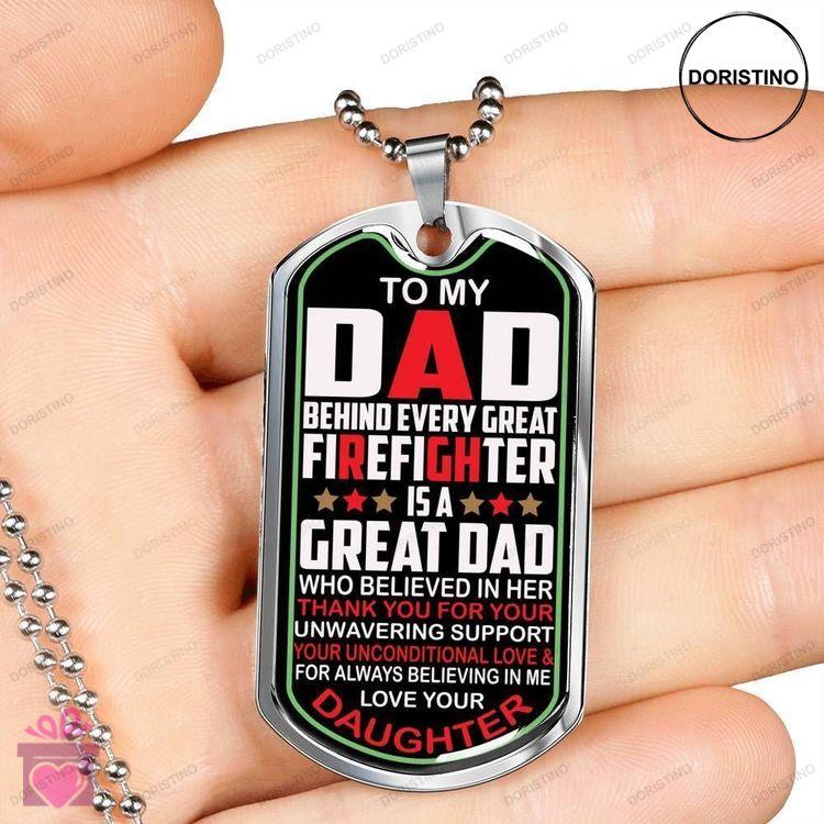 Dad Dog Tag Custom Picture Fathers Day Gift To Firefighter Dad Every Great Firefighter Is A Great Da Doristino Trending Necklace