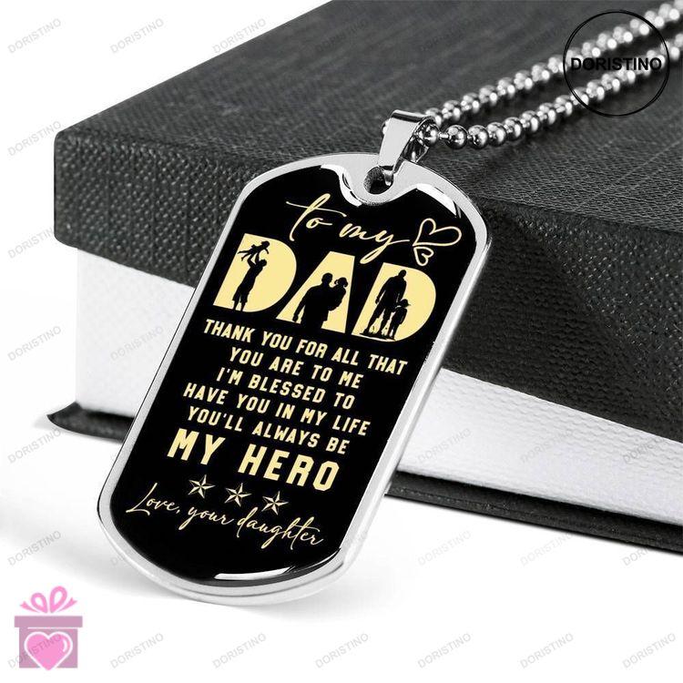 Dad Dog Tag Custom Picture Fathers Day Gift To My Dad Fathers Day Gift Youll Always Be My Hero Dog T Doristino Trending Necklace