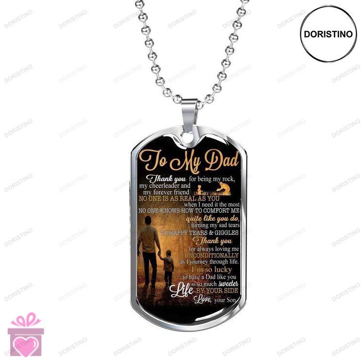 Dad Dog Tag Custom Picture Fathers Day Gift To My Dad Thank You For Being My Rock Dog Tag Military C Doristino Trending Necklace