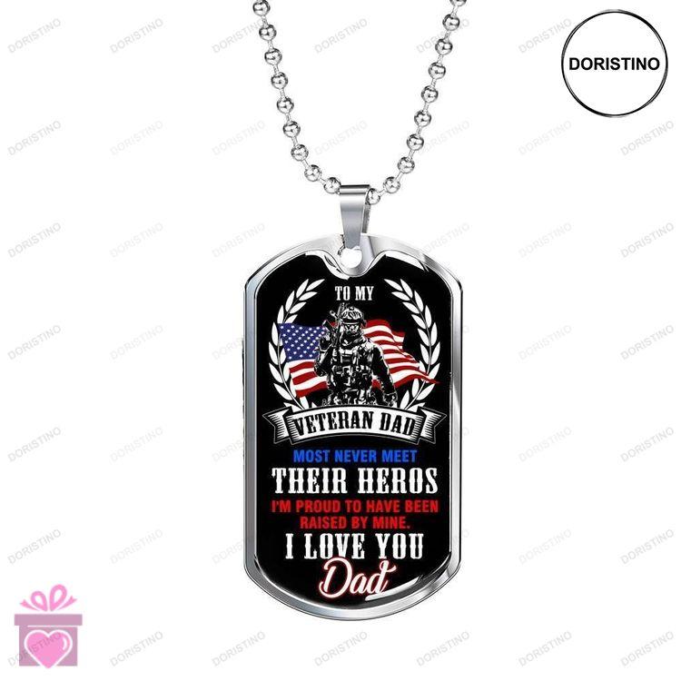 Dad Dog Tag Custom Picture Fathers Day Gift To My Veteran Dad Love You Dog Tag Military Chain Neckla Doristino Trending Necklace