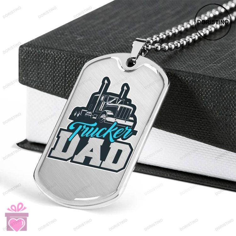 Dad Dog Tag Custom Picture Fathers Day Gift Trucker Dad Dog Tag Military Chain Necklace Gift For Men Doristino Trending Necklace