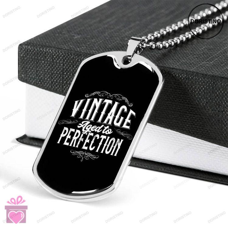 Dad Dog Tag Custom Picture Fathers Day Gift Vintage Aged To Perfection Dog Tag Military Chain Neckla Doristino Awesome Necklace