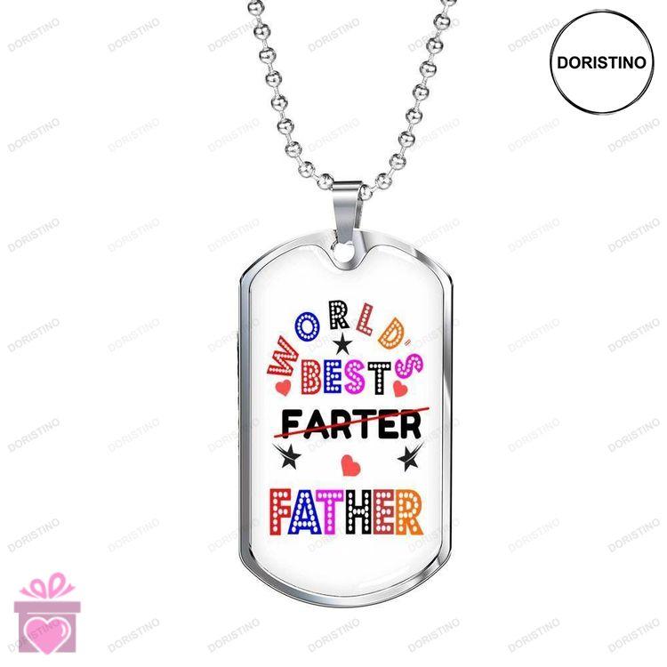 Dad Dog Tag Custom Picture Fathers Day Gift Worlds Best Farter I Mean Father Dog Tag Military Chain Doristino Trending Necklace