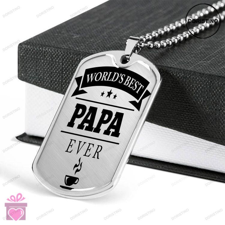 Dad Dog Tag Custom Picture Fathers Day Gift Worlds Best Papa Ever Dog Tag Military Chain Necklace Gi Doristino Limited Edition Necklace