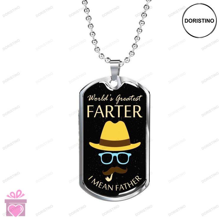 Dad Dog Tag Custom Picture Fathers Day Gift Worlds Greatest Farter I Mean Father Dog Tag Military Ch Doristino Awesome Necklace