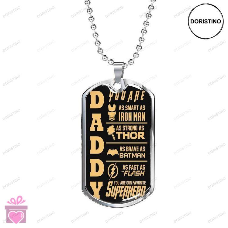 Dad Dog Tag Custom Picture Fathers Day Gift You Are My Favorite Superhero Dog Tag Military Chain Nec Doristino Trending Necklace