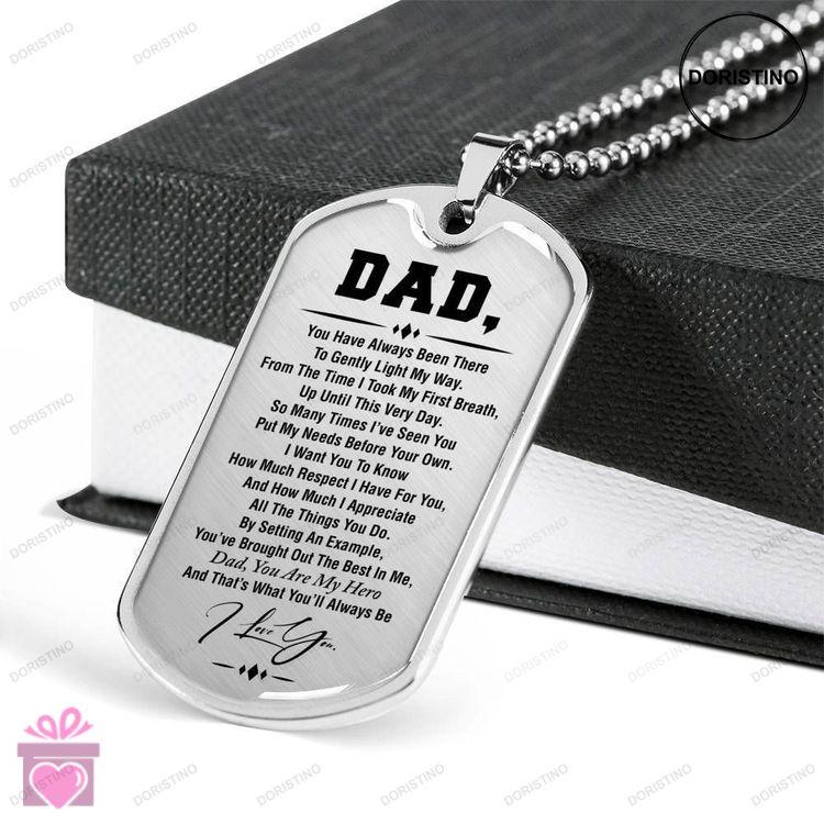 Dad Dog Tag Custom Picture Fathers Day Gift You Are My Hero Dog Tag Military Chain Necklace For Dad Doristino Limited Edition Necklace
