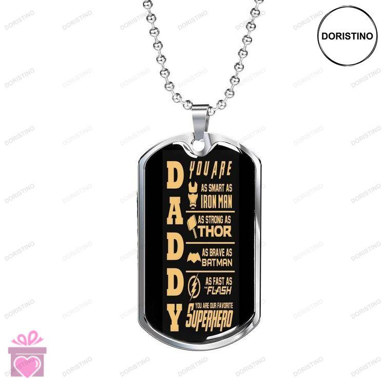 Dad Dog Tag Custom Picture Fathers Day Gift You Are My Superhero Daddy Dog Tag Military Chain Neckla Doristino Limited Edition Necklace