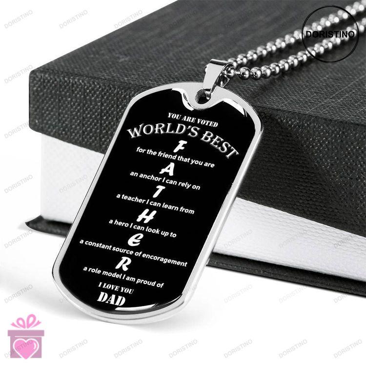 Dad Dog Tag Custom Picture Fathers Day Gift You Are Worlds Best Father Dog Tag Military Chain Neckla Doristino Awesome Necklace