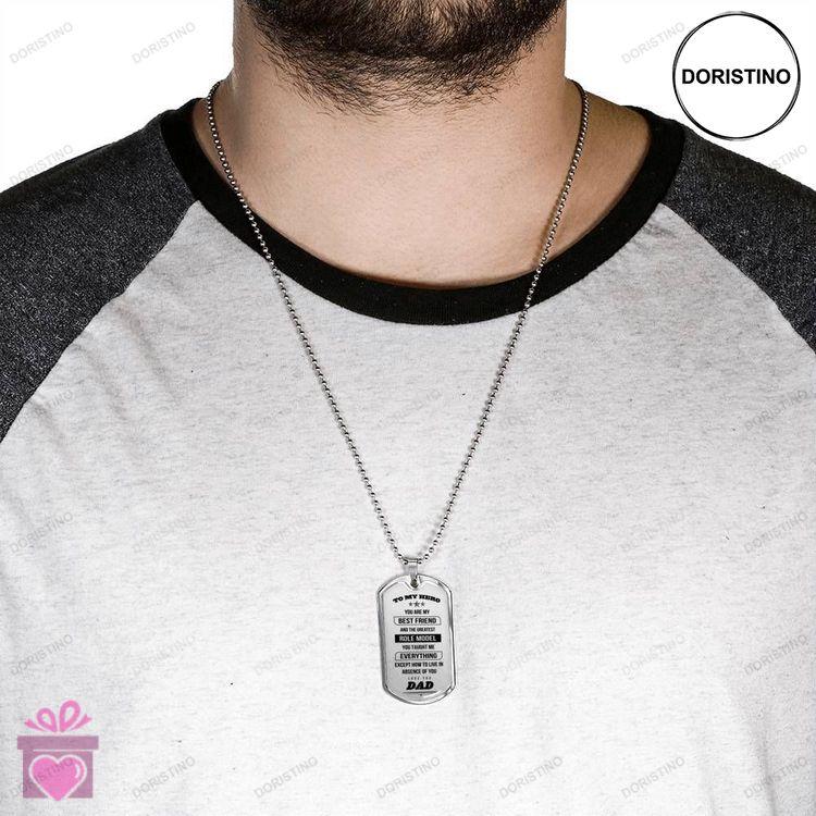 Dad Dog Tag Custom Picture Fathers Day Gift You Taught Me Everything Dog Tag Military Chain Necklace Doristino Awesome Necklace