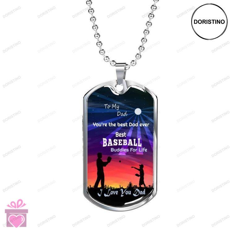 Dad Dog Tag Custom Picture Fathers Day Gift Youre The Best Dad Ever Best Baseball Dog Tag Military C Doristino Limited Edition Necklace