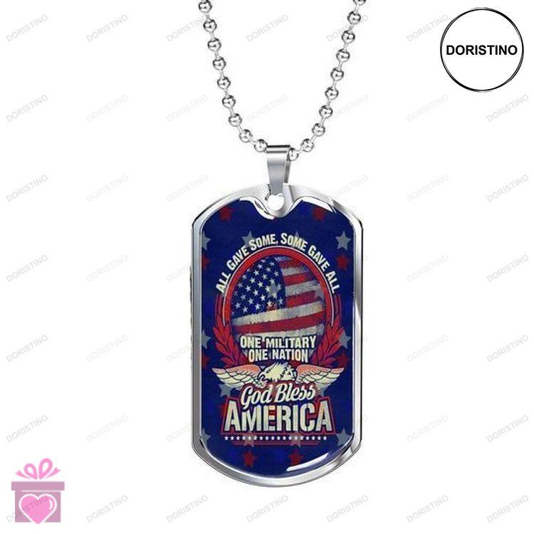 Dad Dog Tag Custom Picture Fathers Day God Bless America Veteran Dad Necklace For Dad Doristino Limited Edition Necklace