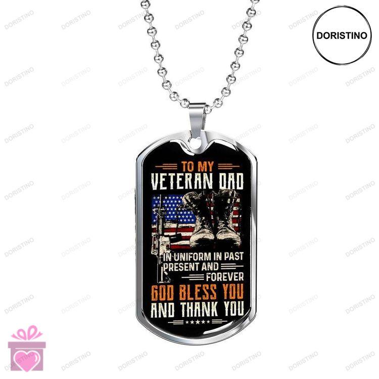 Dad Dog Tag Custom Picture Fathers Day God Bless You Dog Tag Necklace Gift For Veteran Daddy Doristino Trending Necklace