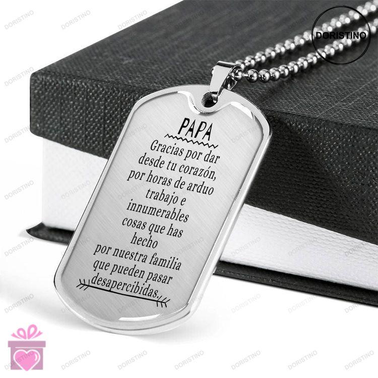 Dad Dog Tag Custom Picture Fathers Day Gracias Papa Dog Tag Necklace Gift For Men Doristino Awesome Necklace